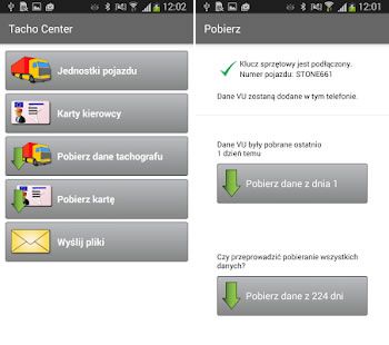 Aplikacja Tacho Center do pobierania danych za pomoc czytnika Tacho Link